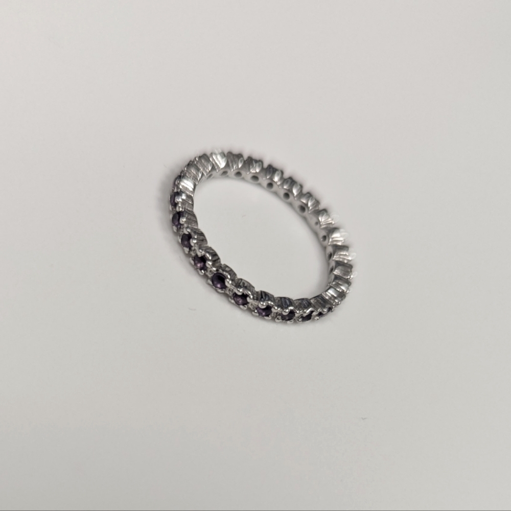 Sterling Silver Amethyst Dainty Band Ring